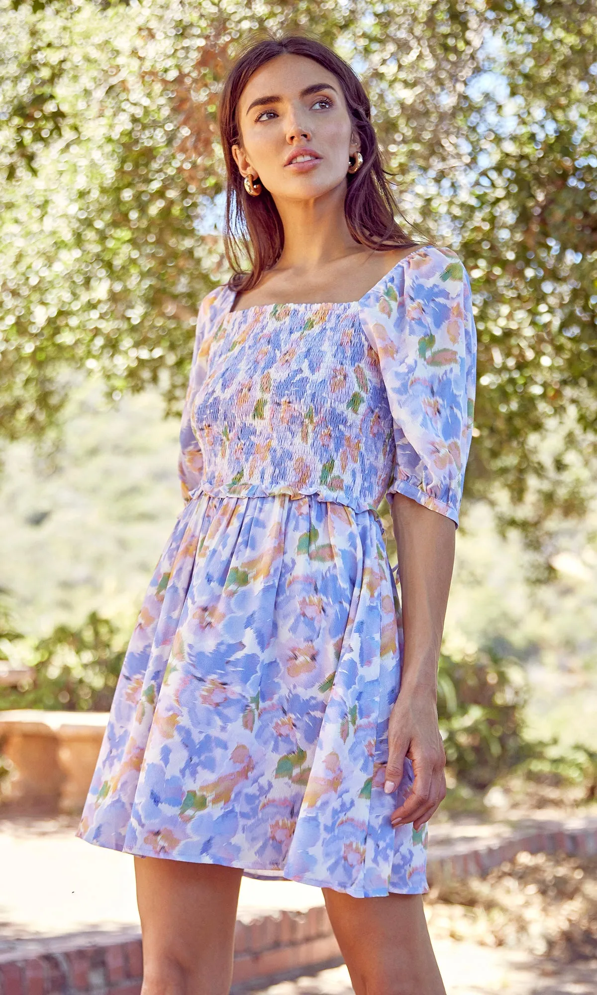 Ritali Floral Smocked Mini Dress sold by Greylin product image thumbnail 2
