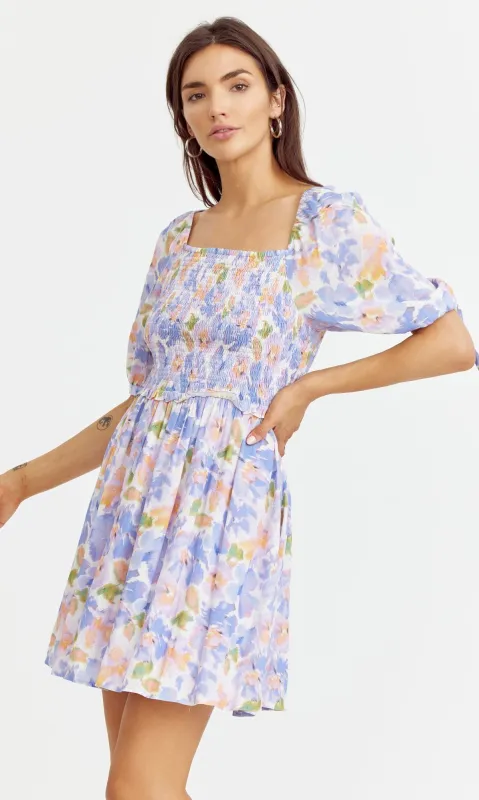 Ritali Floral Smocked Mini Dress sold by Greylin