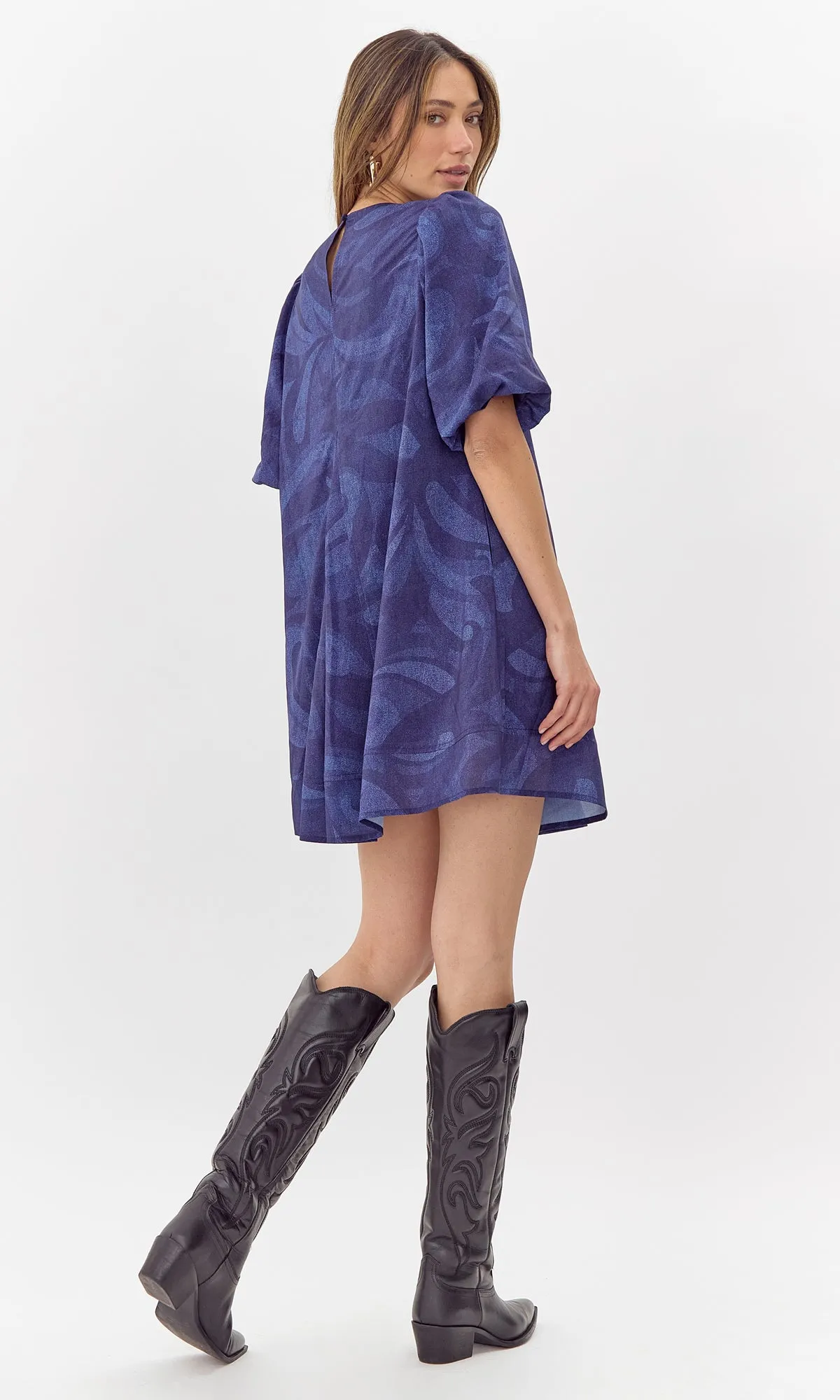 Polly Printed Puff Sleeve Mini Dress sold by Greylin product image thumbnail 4