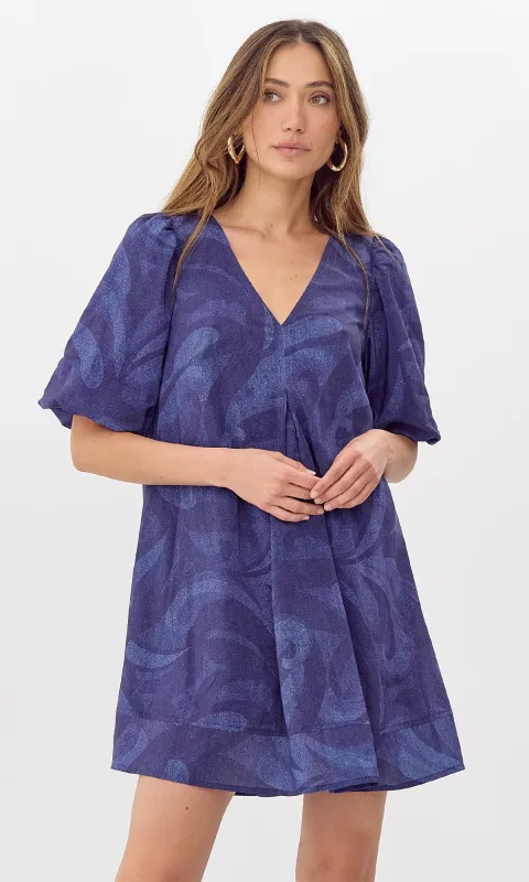 Polly Printed Puff Sleeve Mini Dress sold by Greylin