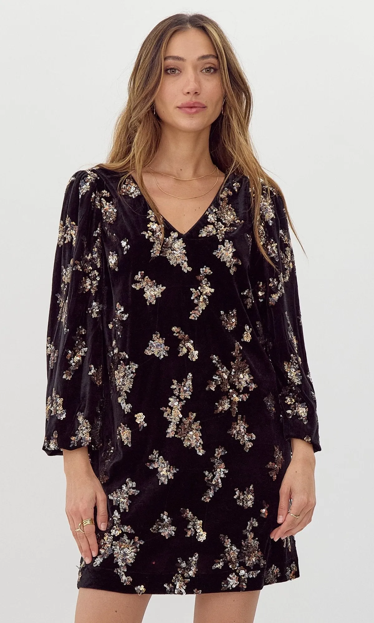 Helena Velvet Sequin Mini Dress sold by Greylin