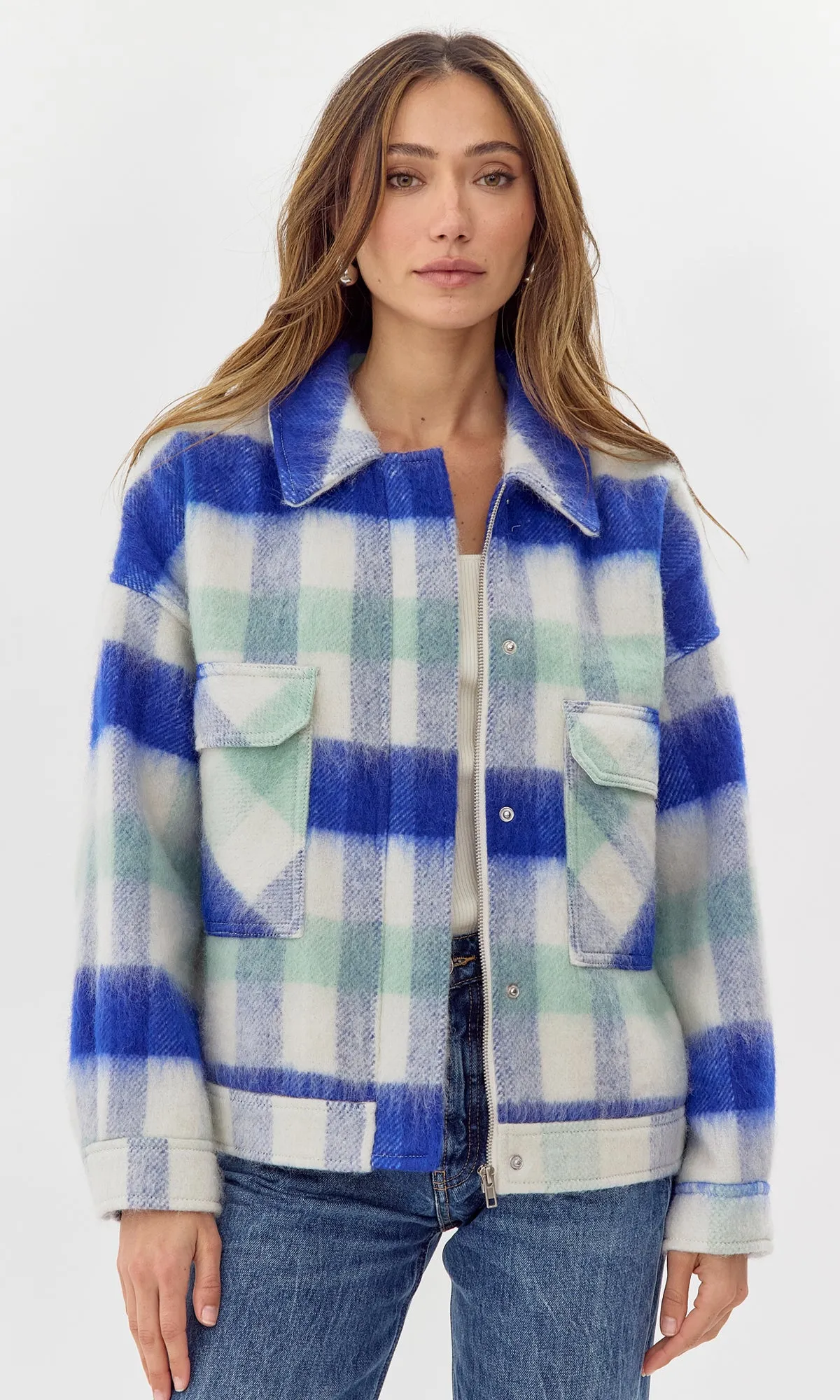 Peyton Plaid Cozy Knit Jacket sold by Greylin