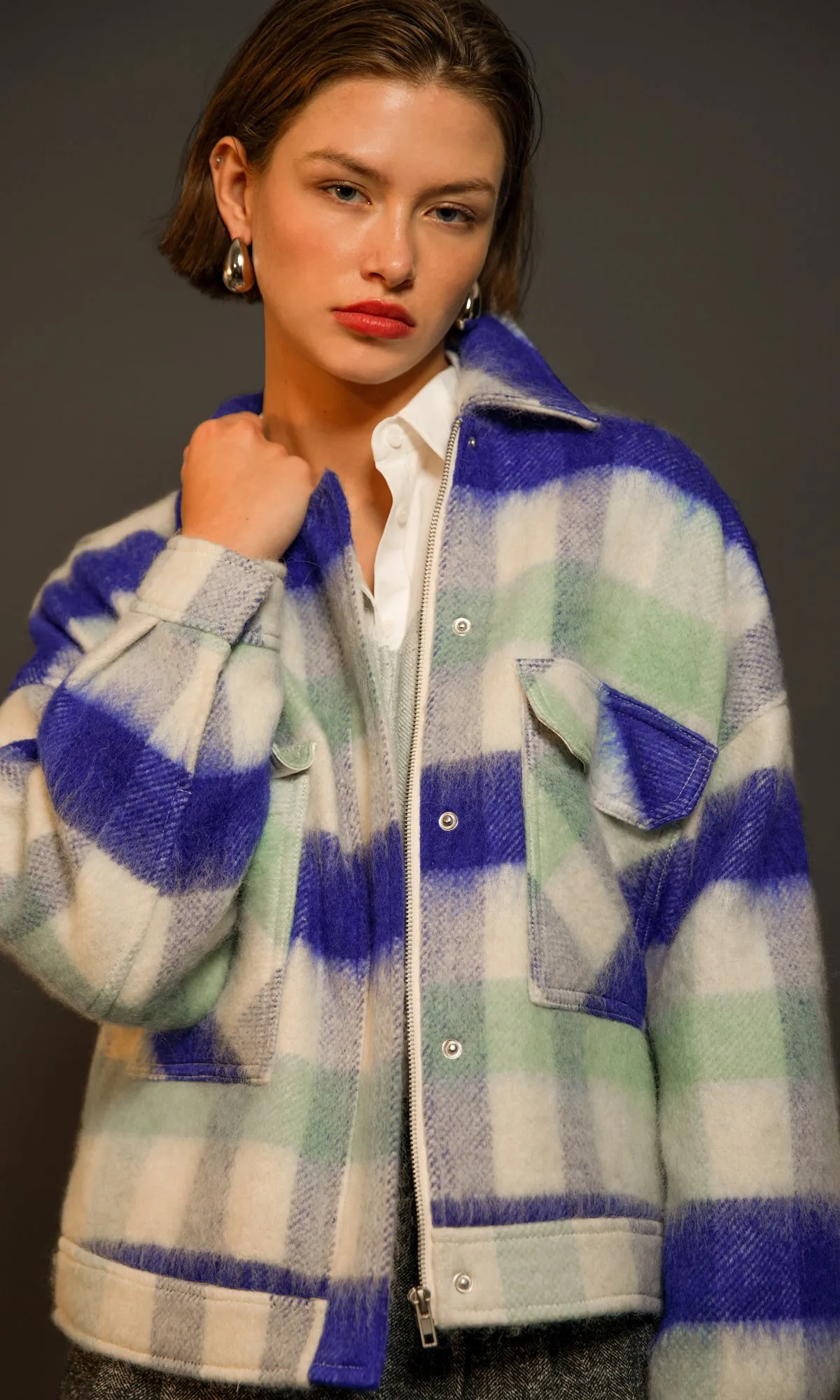 Peyton Plaid Cozy Knit Jacket sold by Greylin product image thumbnail 2