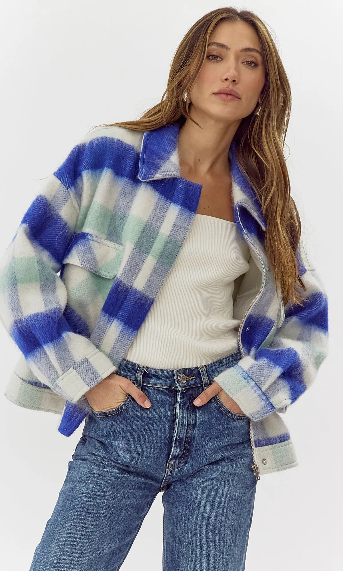 Peyton Plaid Cozy Knit Jacket sold by Greylin product image thumbnail 3