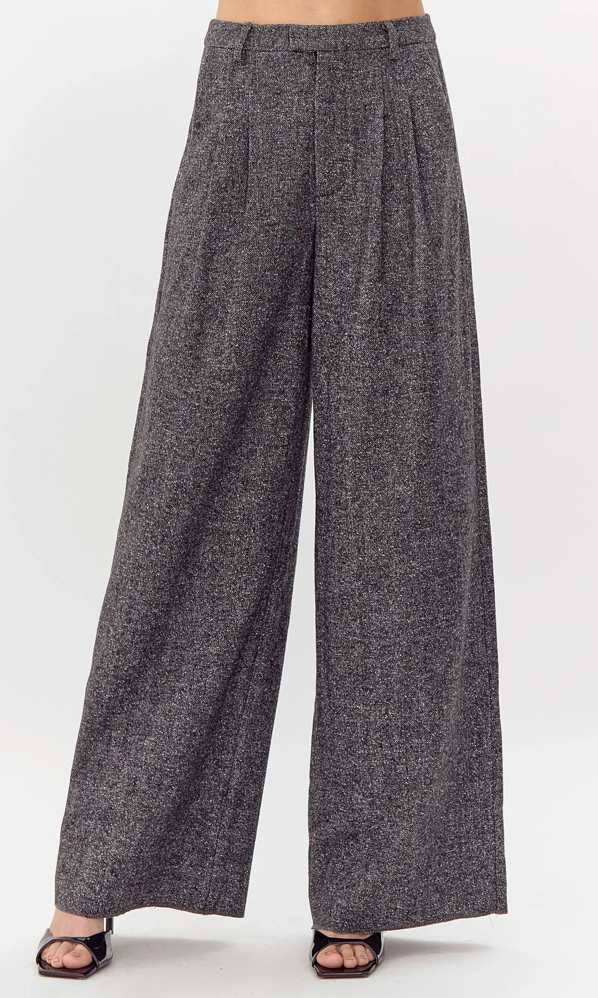 Herringbone Wide Leg Trouser sold by Greylin