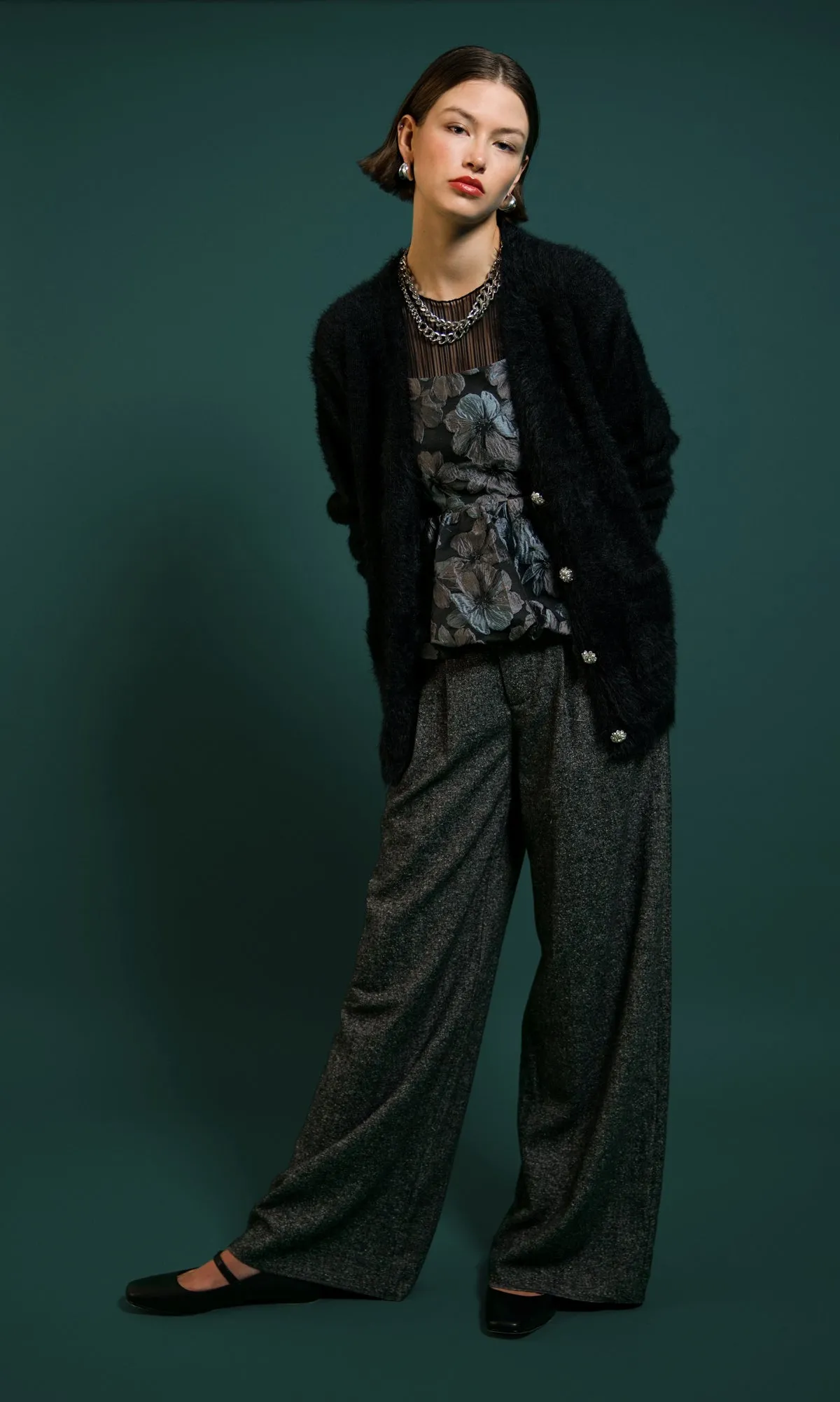 Herringbone Wide Leg Trouser sold by Greylin product image thumbnail 2