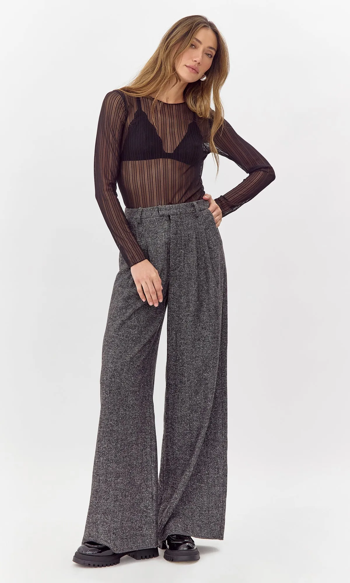 Herringbone Wide Leg Trouser sold by Greylin product image thumbnail 3