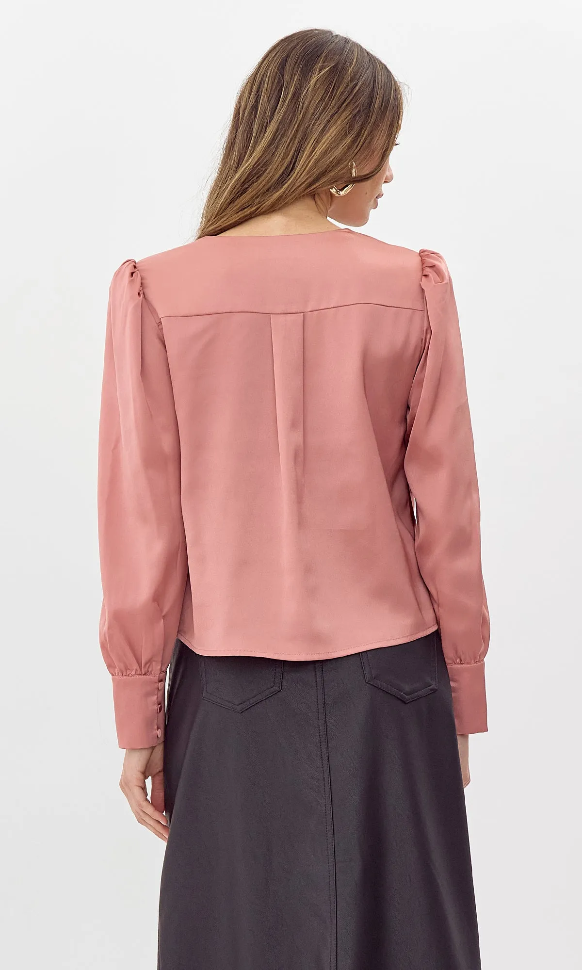 Lourdes Wrap Front Cuffed Blouse sold by Greylin product image thumbnail 3