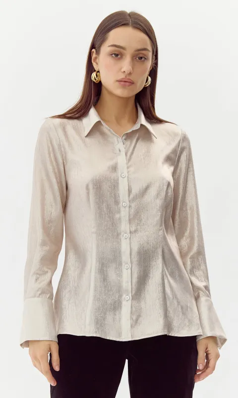 Belmont Slim Metallic Button Down Shirt sold by Greylin