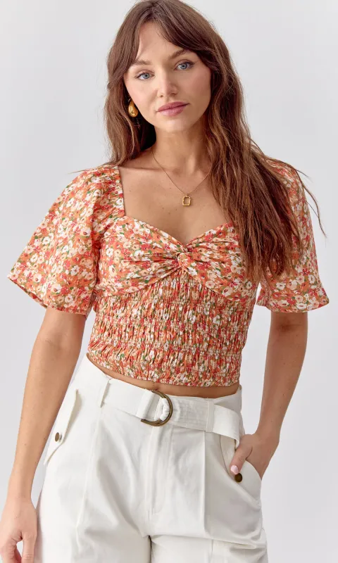 Layla Smocked Floral Top sold by Greylin