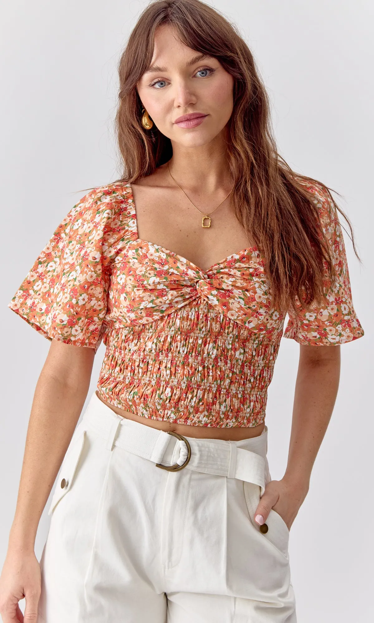 Layla Smocked Floral Top sold by Greylin