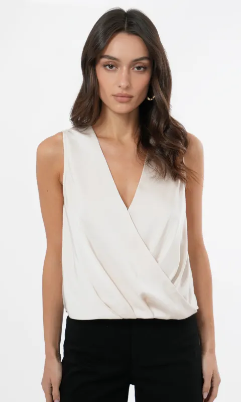 Melina Surplice Satin Top sold by Greylin