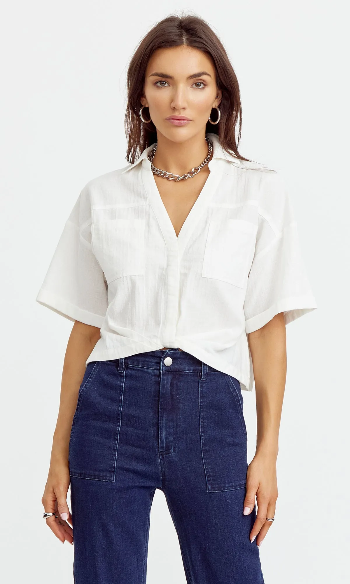 Maria Tucked Cropped Shirt sold by Greylin product image thumbnail 3