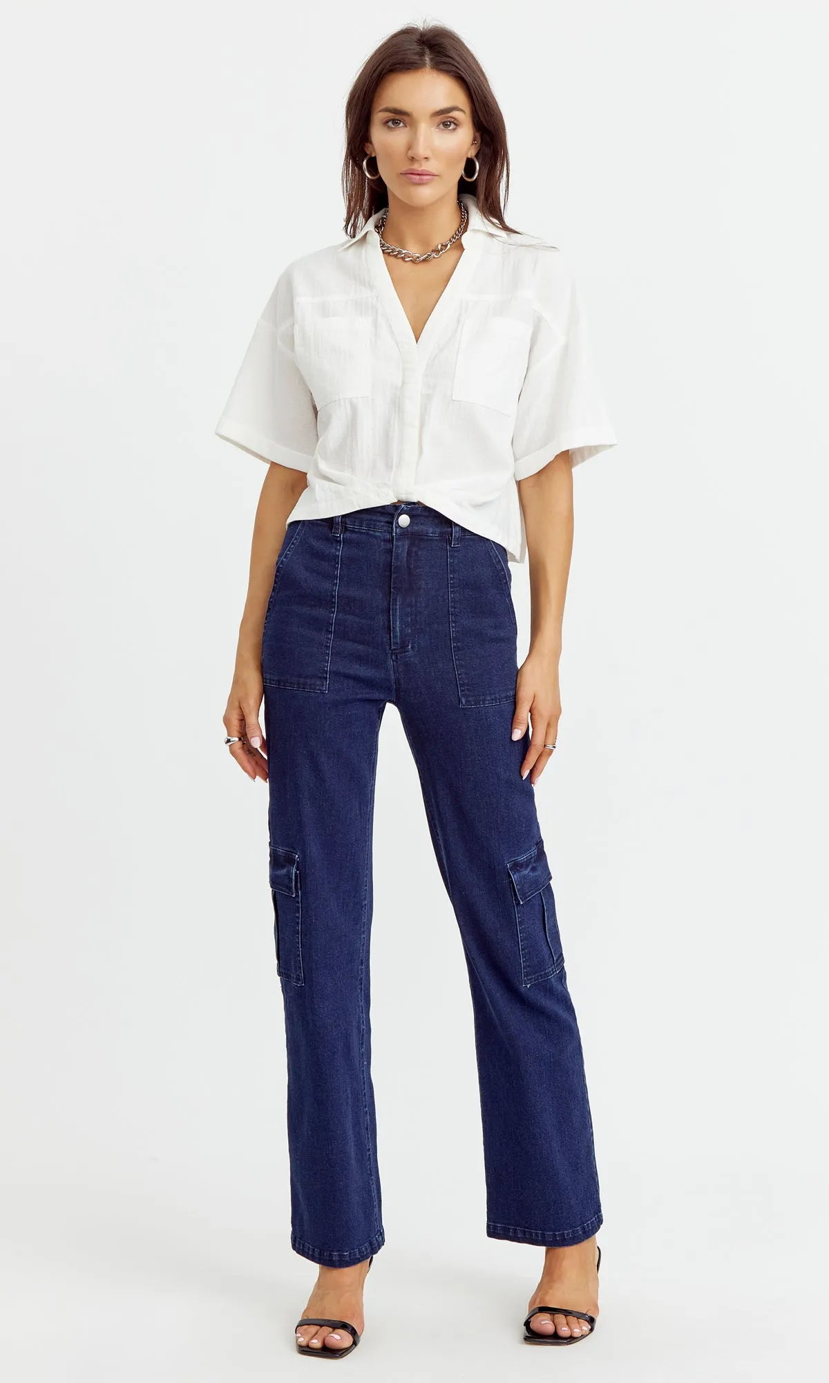 Maria Tucked Cropped Shirt sold by Greylin product image thumbnail 4