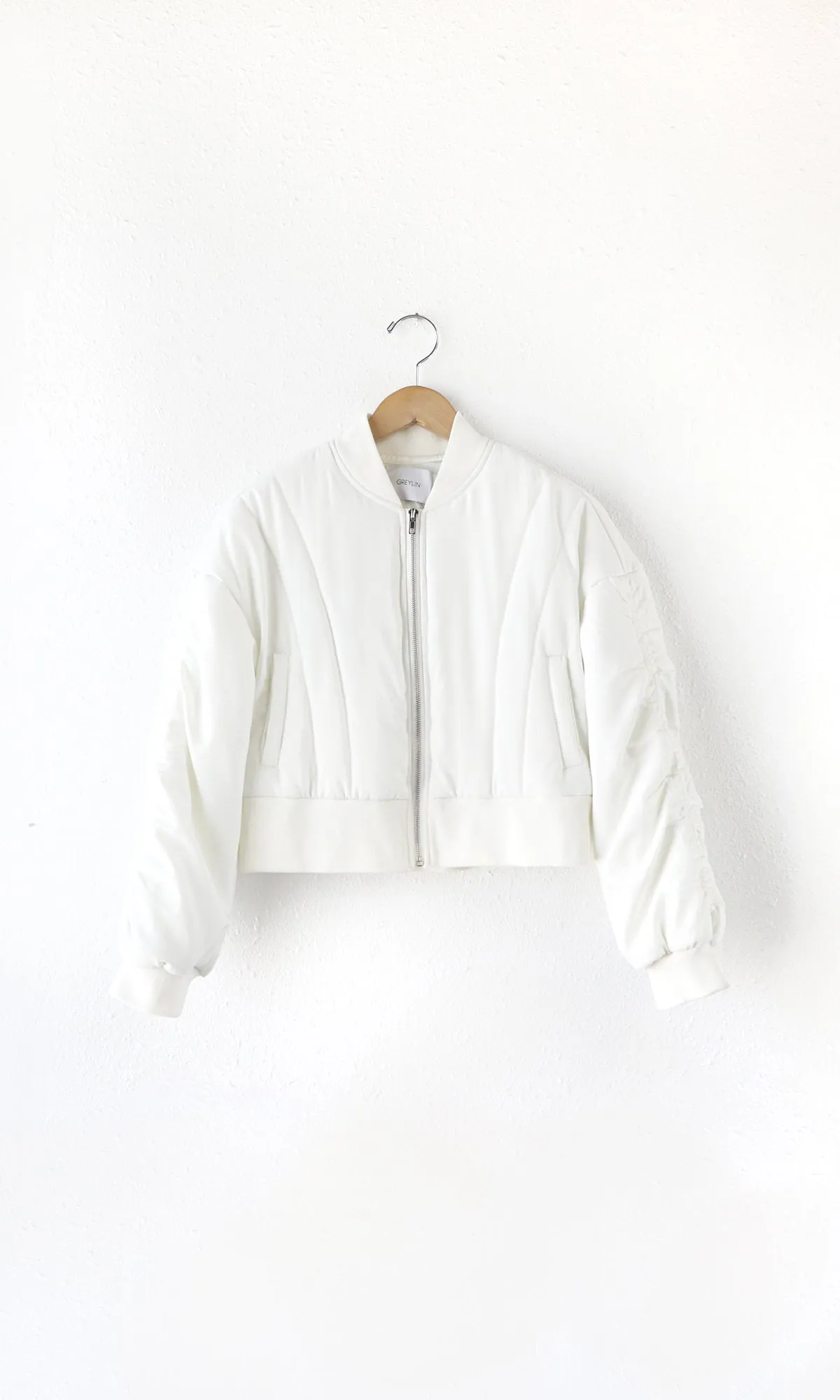 Frankie Cropped Bomber Jacket sold by Greylin