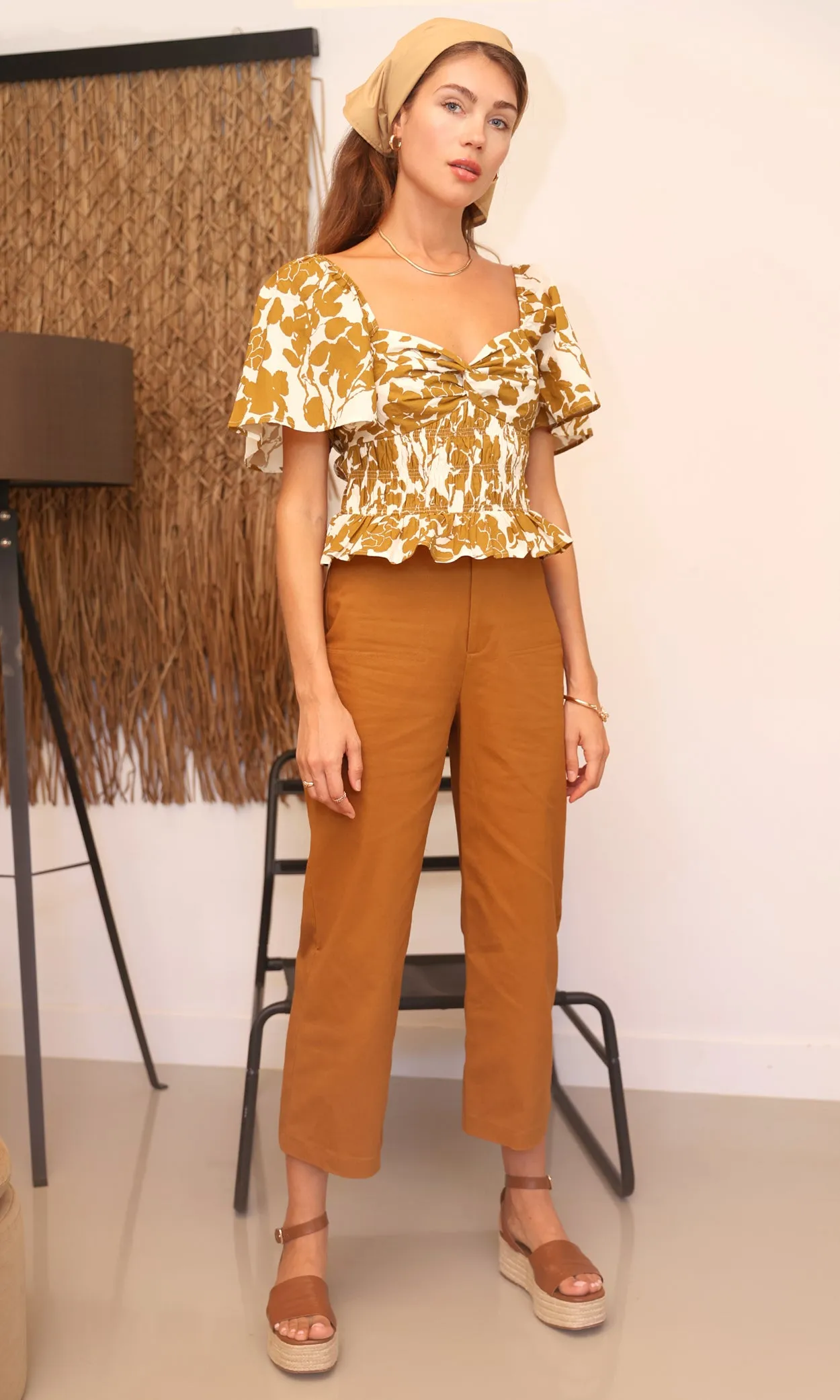 Luana High Rise Crop Straight Leg Pant sold by Greylin