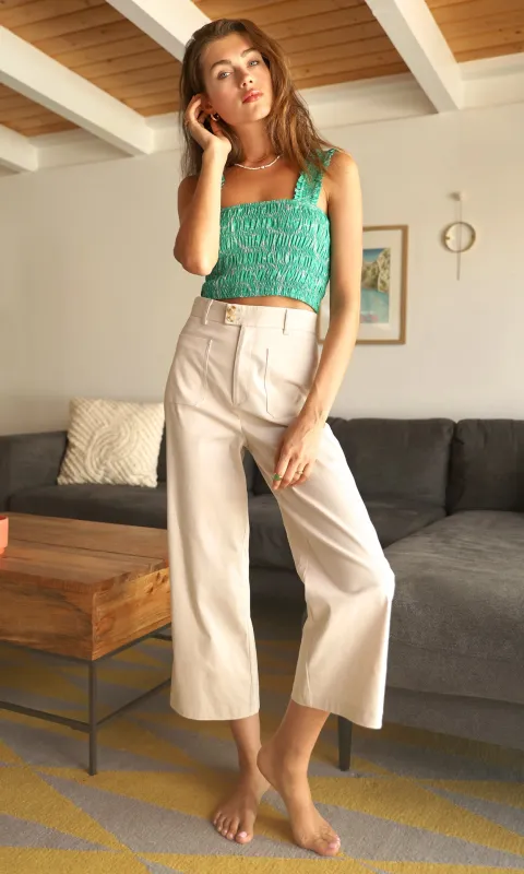 Luana High Rise Crop Straight Leg Pant sold by Greylin