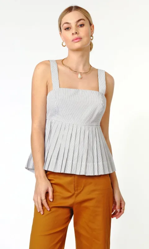 Toluna Pleated Pinstripe Top made by Greylin