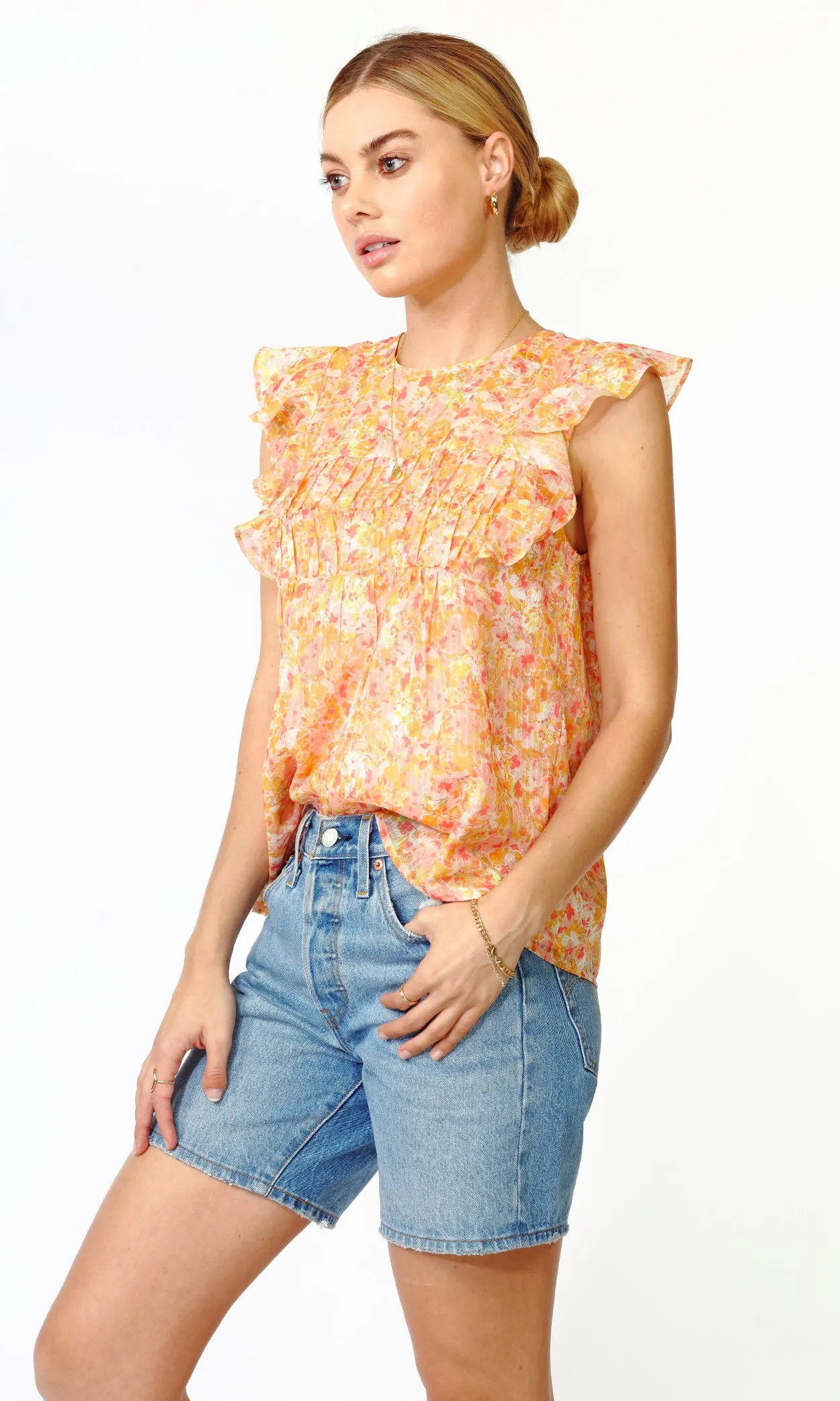 Wynni Textured Chiffon Ruffled Top sold by Greylin product image thumbnail 2