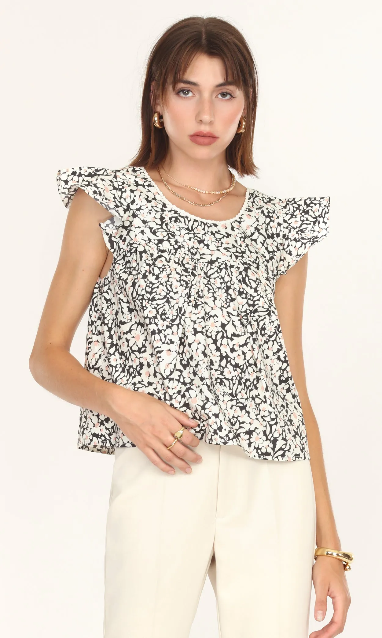 Bea Poplin Ruffled Top sold by Greylin product image thumbnail 3
