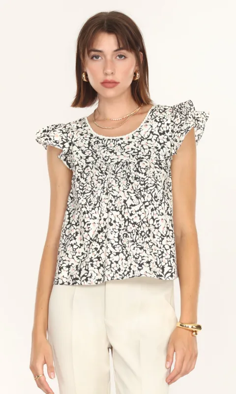 Bea Poplin Ruffled Top sold by Greylin