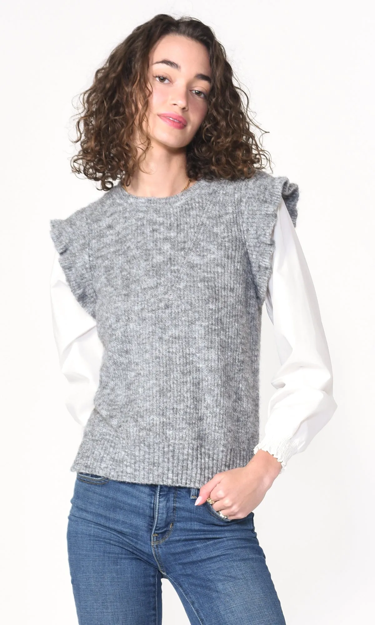 Adela Twoffer Vest Sweater Top sold by Greylin