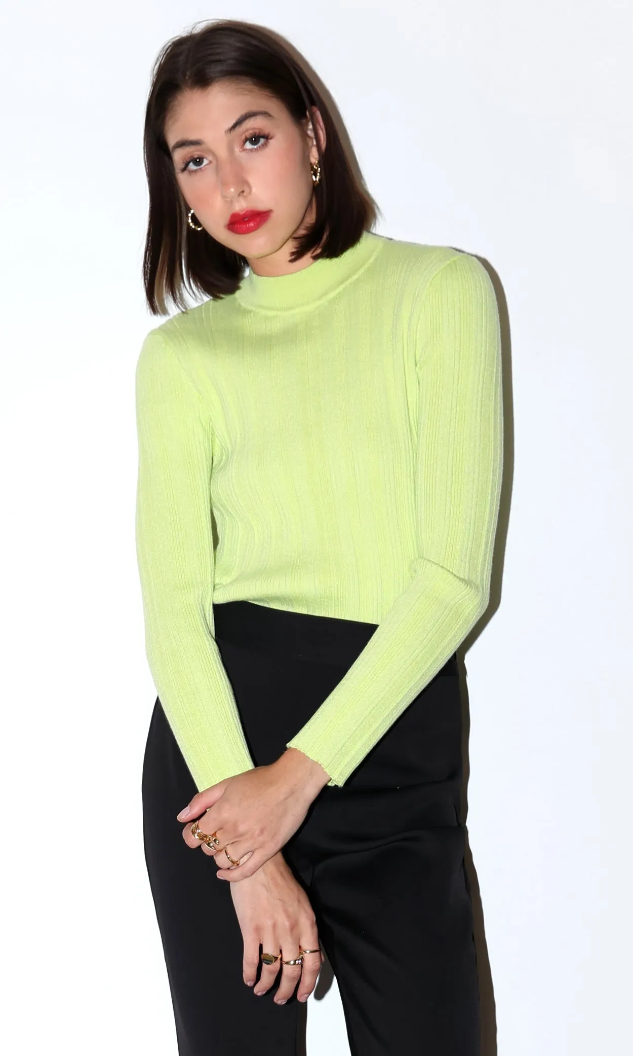 Alfred Ribbed Turtleneck Knit Top sold by Greylin