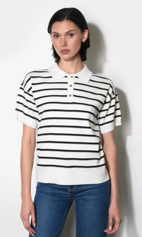 Celina Stripe Knit Polo sold by Greylin