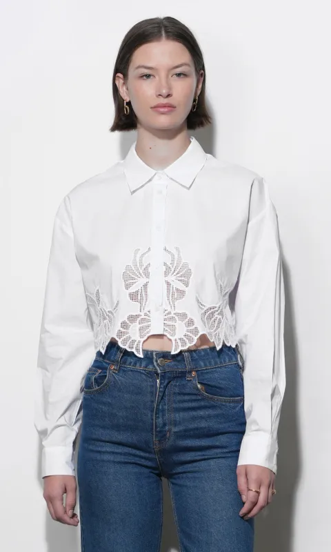 Finley Embroidered Hem Button Up Shirt sold by Greylin