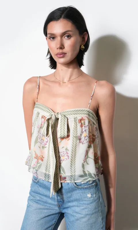 Taylor Tie Front Sleeveless Top sold by Greylin