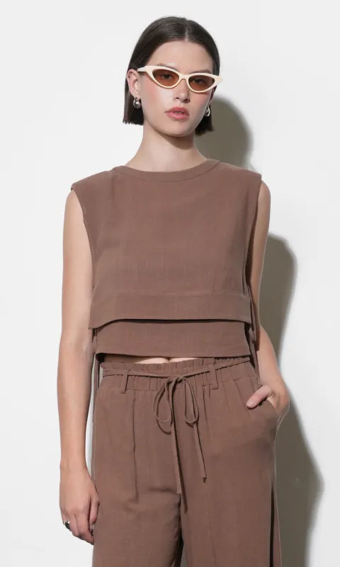 Luna Double Layer Side Tie Top made by Greylin