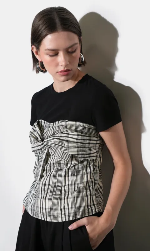 Nadia Knit Combo Twist Front Top sold by Greylin