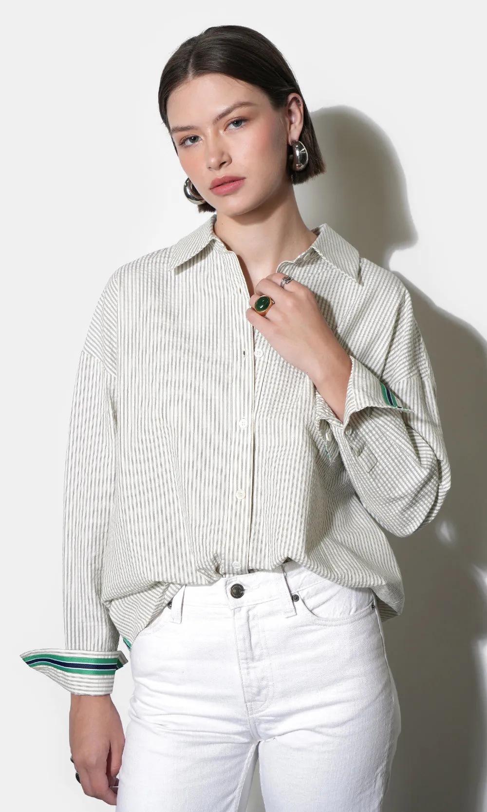 Sierra Oversized Stripe Button Down Shirt sold by Greylin product image thumbnail 2