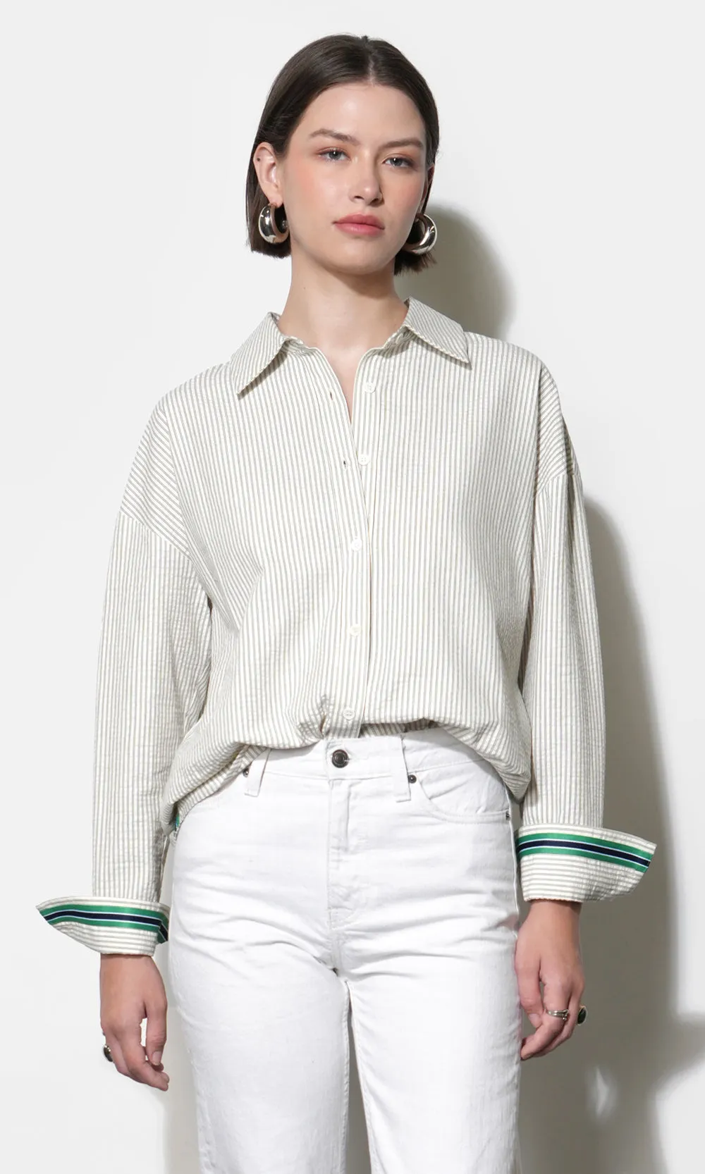 Sierra Oversized Stripe Button Down Shirt sold by Greylin product image thumbnail 4