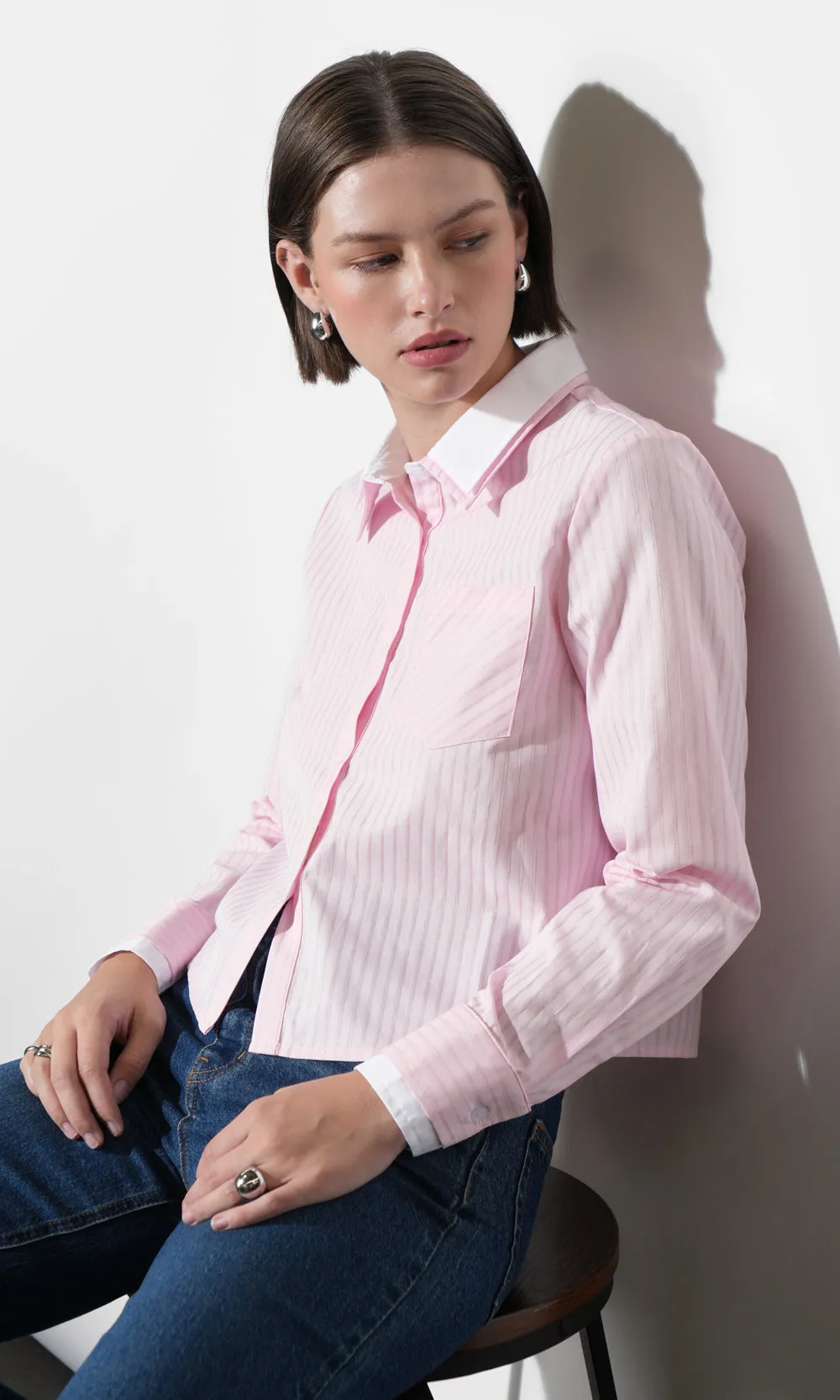 Daphne Contrast Collar Button Down Shirt sold by Greylin product image thumbnail 3