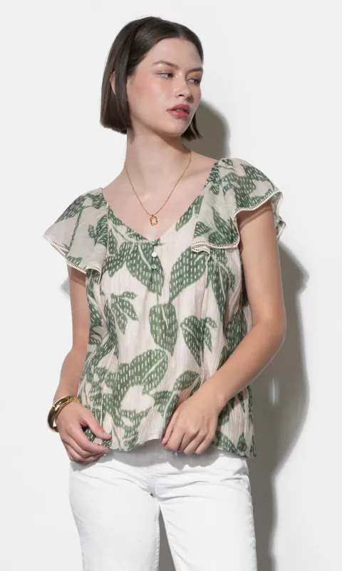 Emma Flutter Sleeve Top sold by Greylin