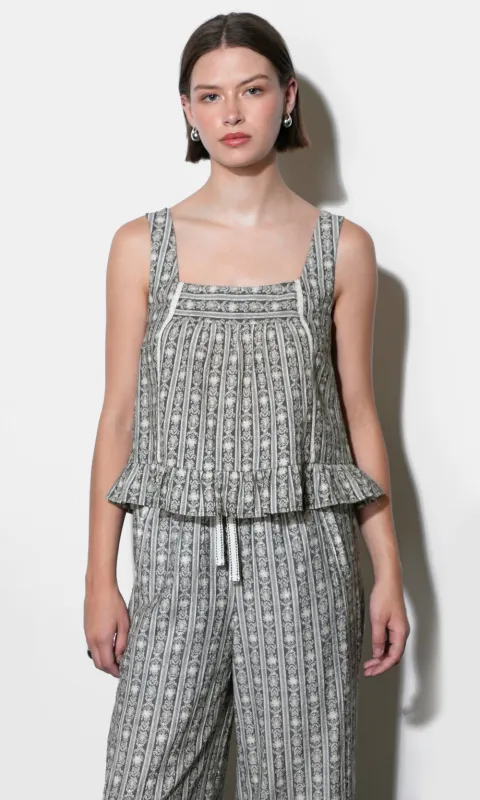 Nova Stripe Pattern Square Neck Sleeveless Top made by Greylin