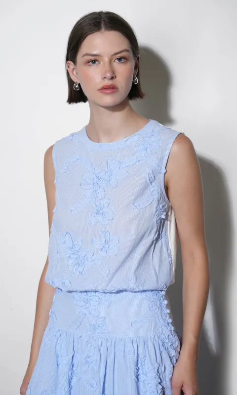 Lucy Mixed Media Bubble Embroidered Top sold by Greylin