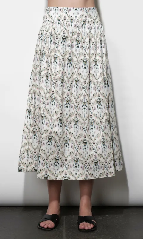 Aaliyah Smocked Back Waist Midi Skirt made by Greylin