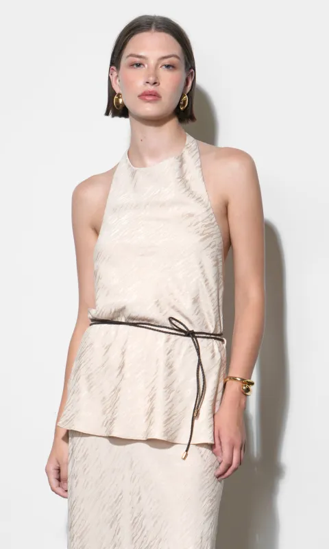 Lillian Halter Top With Braided Belt made by Greylin
