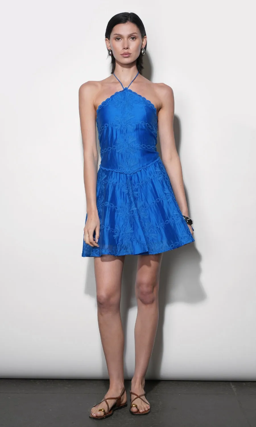 Callie Embroidered Halter Mini Dress sold by Greylin product image thumbnail 5