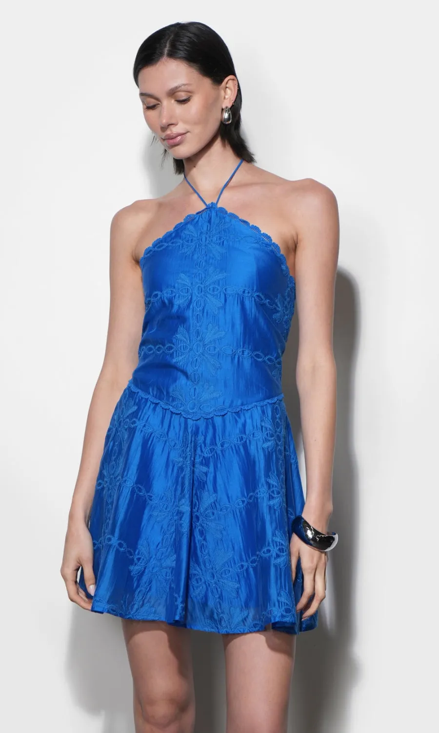 Callie Embroidered Halter Mini Dress sold by Greylin product image thumbnail 3
