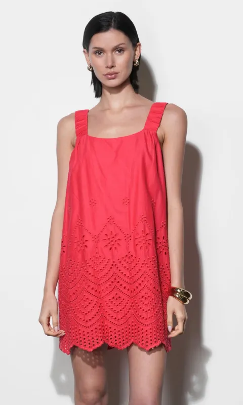Kallie Linen Blend Embroidered Mini Dress made by Greylin