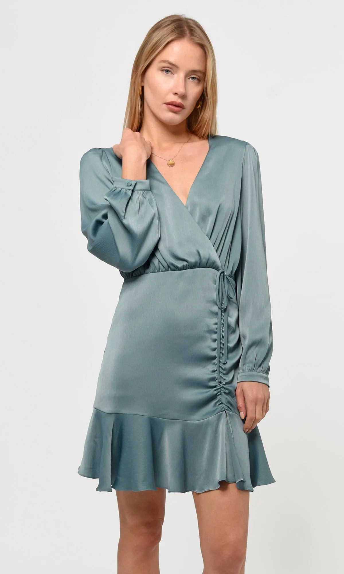 Joanne Ruched Satin Dress sold by Greylin product image thumbnail 2
