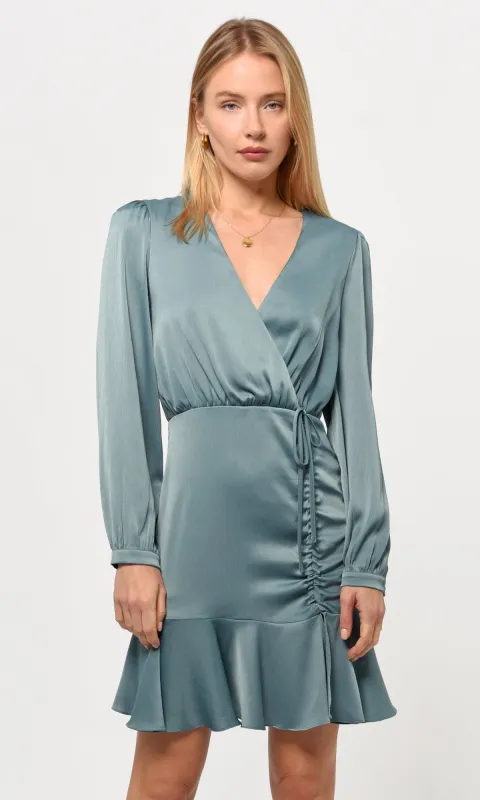 Joanne Ruched Satin Dress made by Greylin