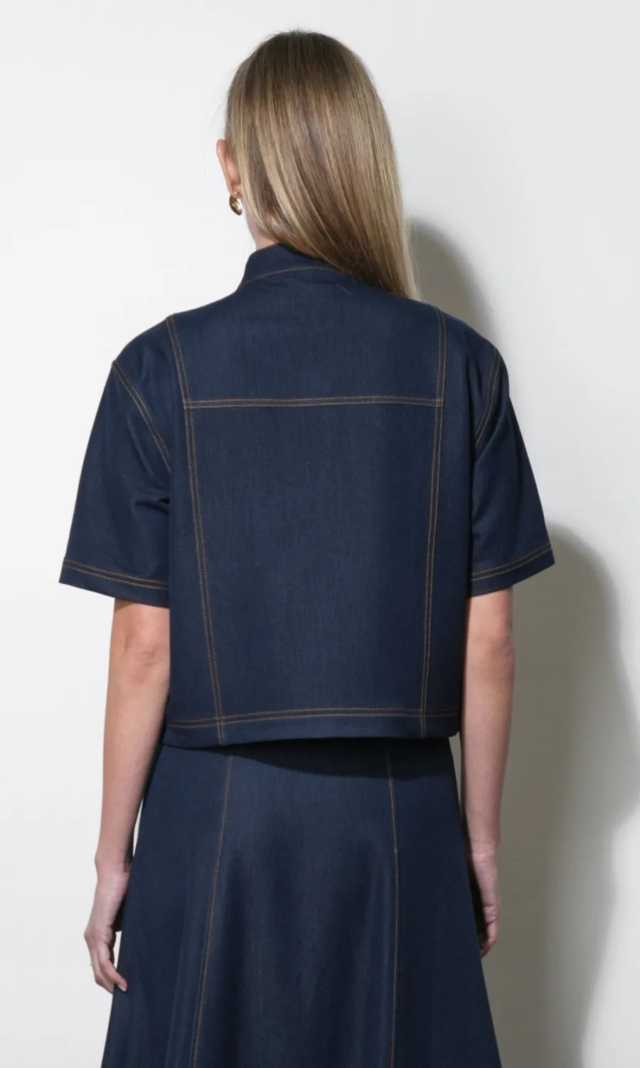 Inez Boxy Denim Top With Tie Neck sold by Greylin product image thumbnail 3