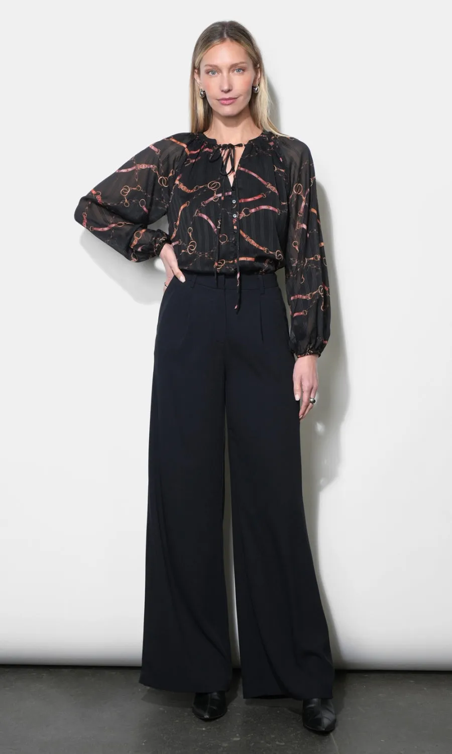 Belle Printed Tie Neck Blouse sold by Greylin product image thumbnail 5