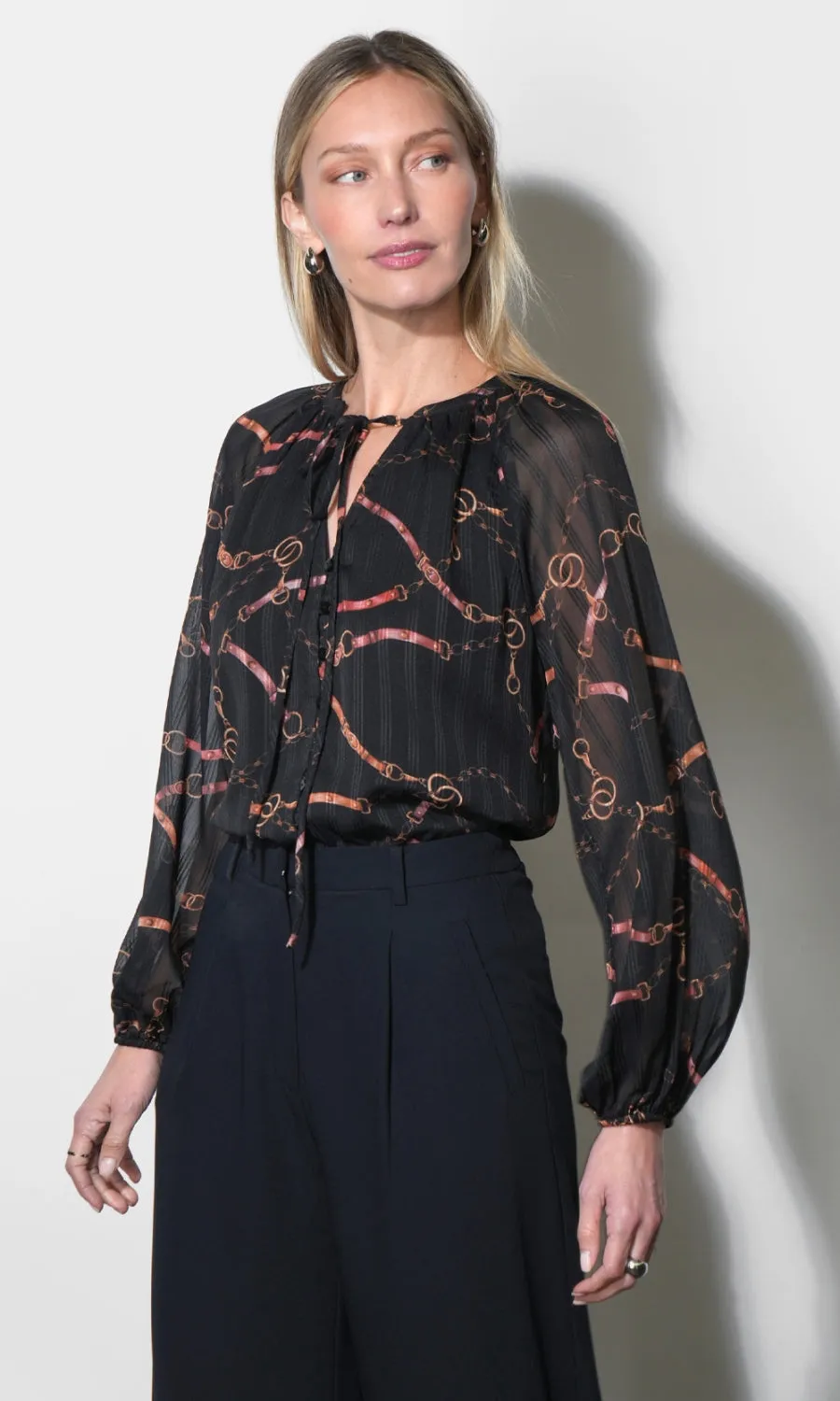 Belle Printed Tie Neck Blouse sold by Greylin product image thumbnail 2