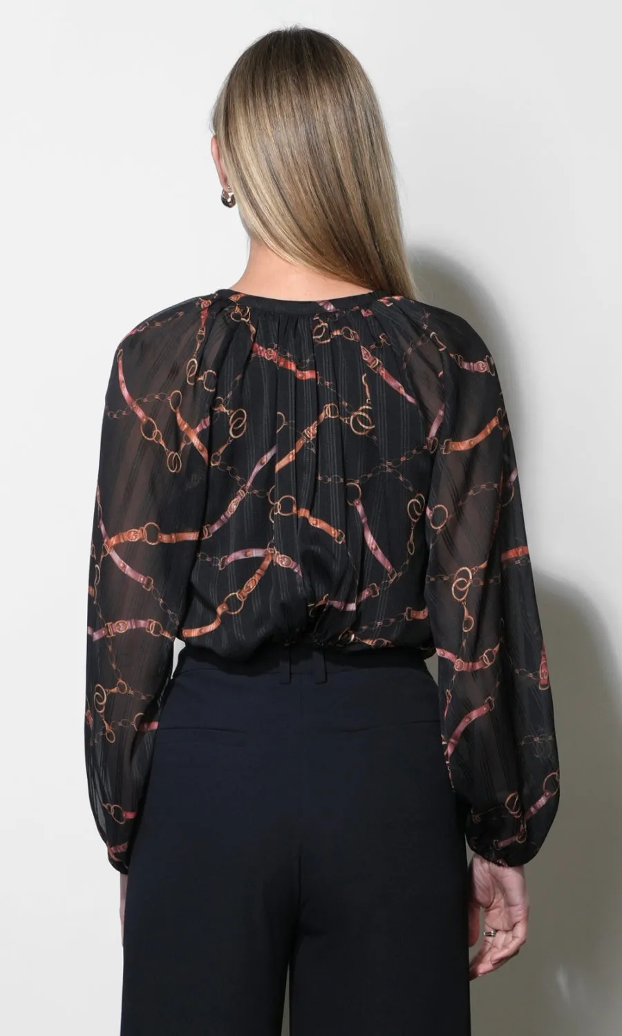 Belle Printed Tie Neck Blouse sold by Greylin product image thumbnail 3