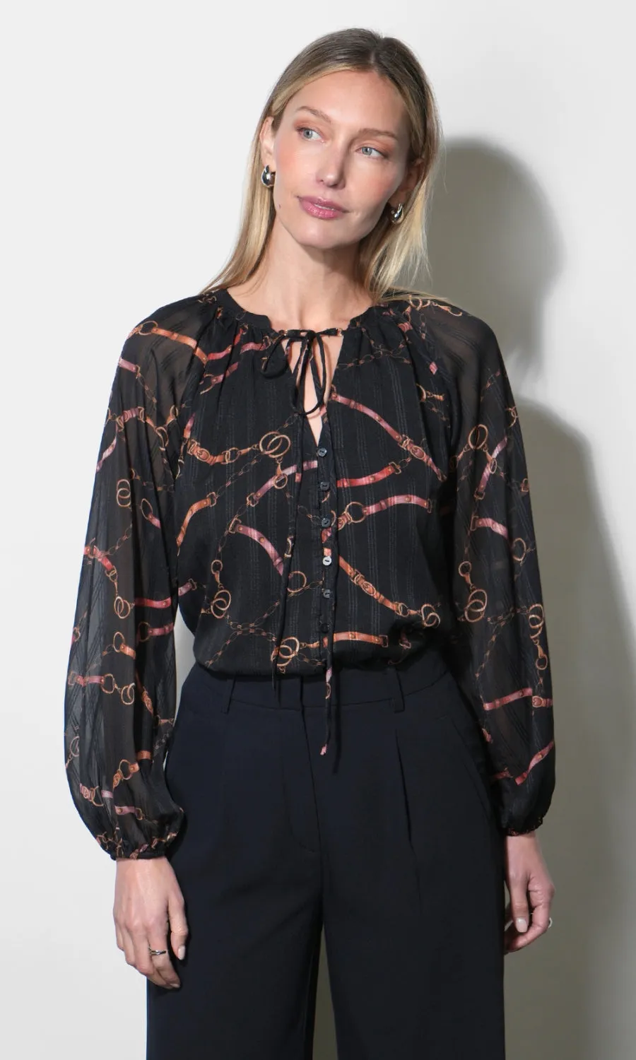 Belle Printed Tie Neck Blouse sold by Greylin product image thumbnail 4